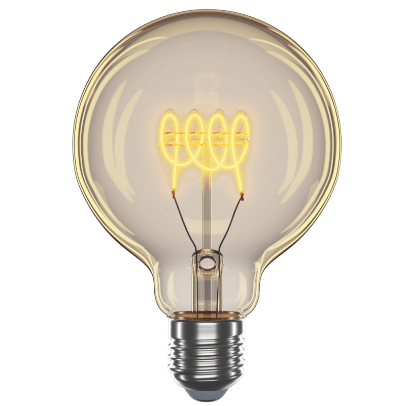 Філаментна LED лампа 4W E27 2700K G95 спіраль (янтарна)