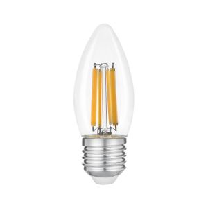 Філаментна LED лампа 6W E27 4000K C37 у формі свічки (прозора)